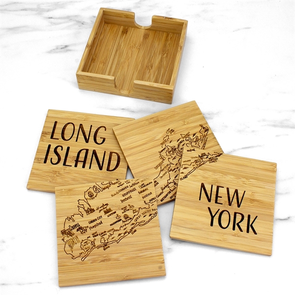 4 piece puzzle bamboo coaster with storage case. Lightweight, durable and... from ASI 91565 Totally Bamboo