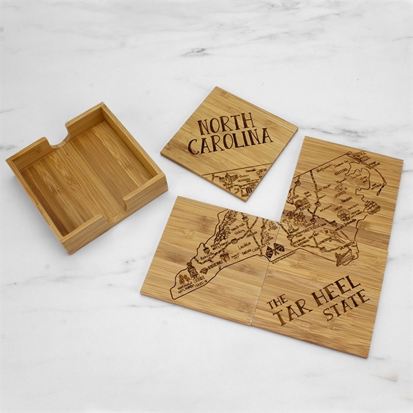 4 piece puzzle bamboo coaster with storage case. Lightweight, durable and... from ASI 91565 Totally Bamboo