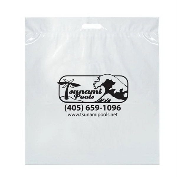 20" x 22" x 4" LDPE plastic bag with die-cut handle.... from ASI 35290 American Ad Bag Co