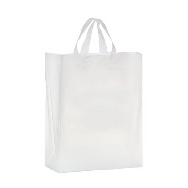13" x 5" x 16" clear frosted HDPE plastic shopping bag... from ASI 35290 American Ad Bag Co