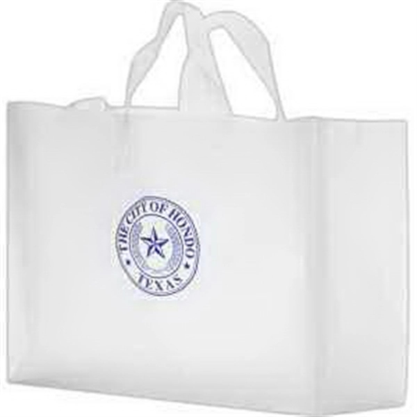 16" x 6" x 12" clear frosted HDPE shopping bag with... from ASI 35290 American Ad Bag Co