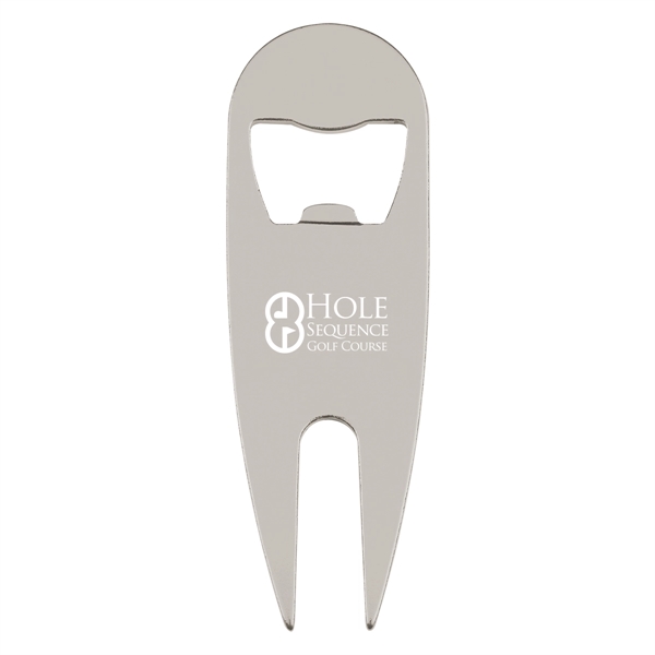 Aluminum divot fixer/bottle opener measuring 1 1/4" x 3 7/8" and... from ASI 61125 Hit Promotional Products / Hit®