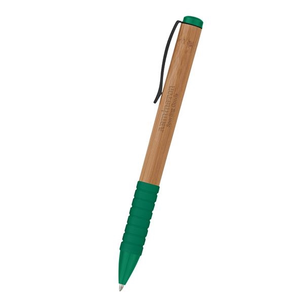 Bamboo design twist action pen with rubber grip for writing comfort... from ASI 61125 Hit Promotional Products / Hit®