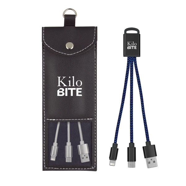 Square buddy charging kit with 3-in-1 braided connectors and a storage... from ASI 61125 Hit Promotional Products