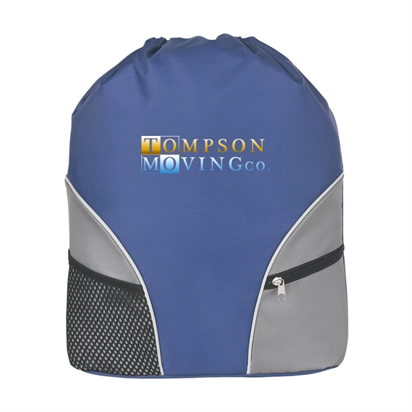 Drawstring backpack made of 210 denier polyester with 2 outside pockets.... from ASI 61125 Hit Promotional Products / Hit®