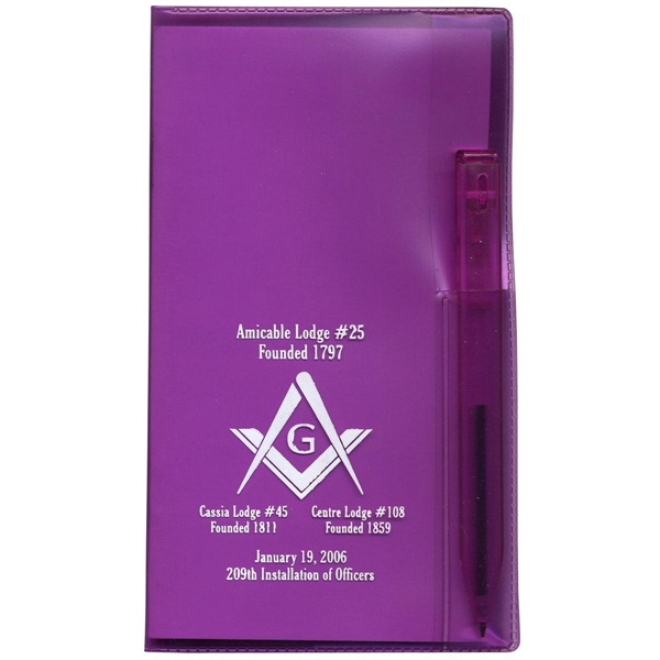 Translucent Vinyl Cover Pocket Planner With Flat Matching Pen.... from ASI 83770 Royal Industries / The Royal Line