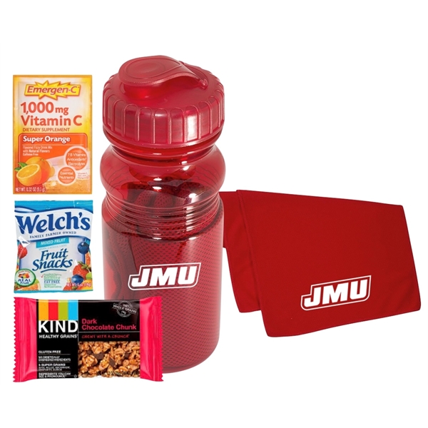 Sport Water Bottle filled with Granola Bar, EmergenC and Fruit Snacks... from ASI 89971 Stuff A Mug