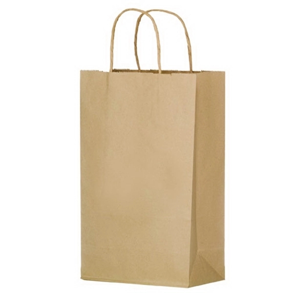 10" x 5" x 13" Kraft paper shopping bag with serrated... from ASI 35290 American Ad Bag Co