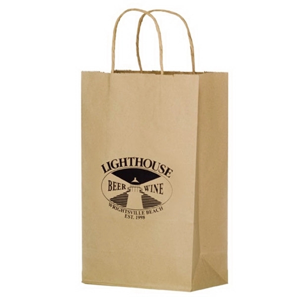 10" x 5" x 13" Kraft paper shopping bag with serrated... from ASI 35290 American Ad Bag Co