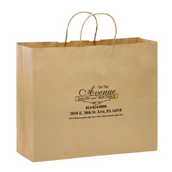 16" x 6" x 12" Kraft paper shopping bag with serrated... from ASI 35290 American Ad Bag Co