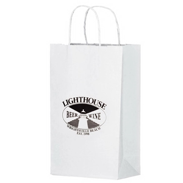 10" x 5" x 13" white Kraft paper shopping bag with... from ASI 35290 American Ad Bag Co