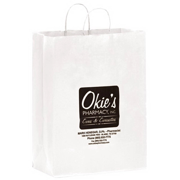 13" x 7" x 17" white Kraft paper shopping bag with... from ASI 35290 American Ad Bag Co
