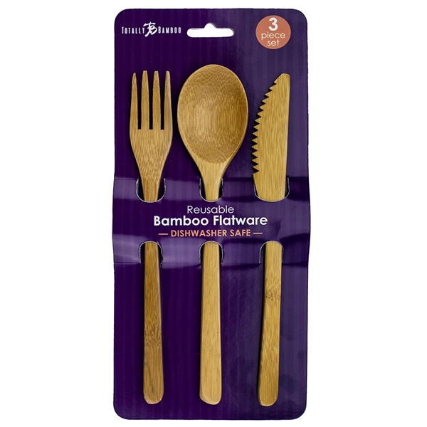 3-Pc. Reusable bamboo flatware set. In this set knife, spoon and... from ASI 91565 Totally Bamboo