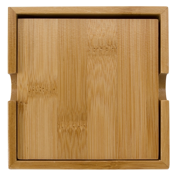 Bamboo coaster set measuring 4" x 4" for protecting tabletops from... from ASI 61125 Hit Promotional Products / Hit®