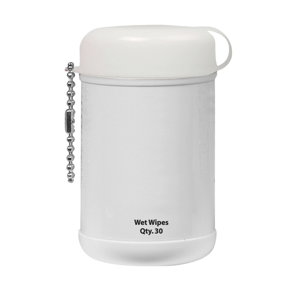 Mini Wet Wipe Canister.  Contains 30 Wipes.  Bead Chain... from ASI 61125 Hit Promotional Products / Hit®