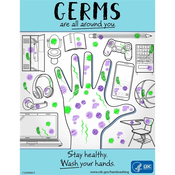 8.5" x 11" CDC approved poster with laminated sides and adhesive... from ASI 59080 Halls & Company