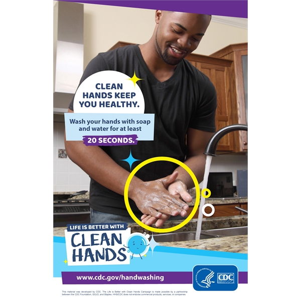 8.5" x 11" CDC approved poster with laminated sides and adhesive... from ASI 59080 Halls & Company