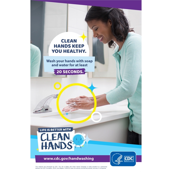 8.5" x 11" CDC approved poster with laminated sides and adhesive... from ASI 59080 Halls & Company