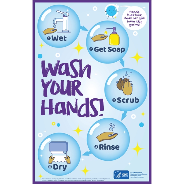 8.5" x 11" CDC approved poster with laminated sides and adhesive... from ASI 59080 Halls & Company