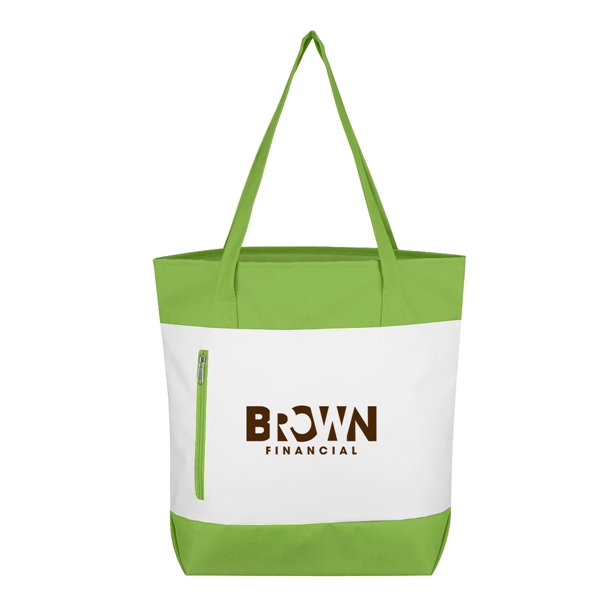 Tote bag with colored zippered side pocket and 23" handles... from ASI 61125 Hit Promotional Products / Hit®