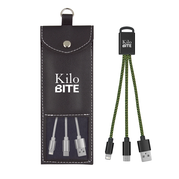 Square buddy charging kit with 3-in-1 braided connectors and a storage... from ASI 61125 Hit Promotional Products