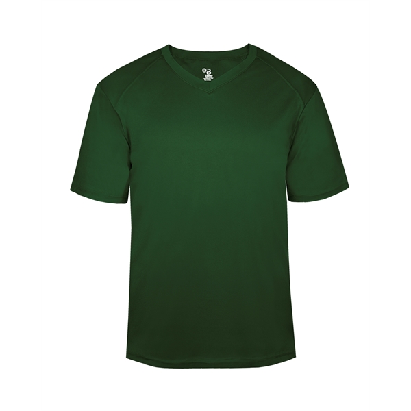 V-neck youth tee with Badger sport paneled shoulder for maximum movement,... from ASI 37461 Augusta Sportswear