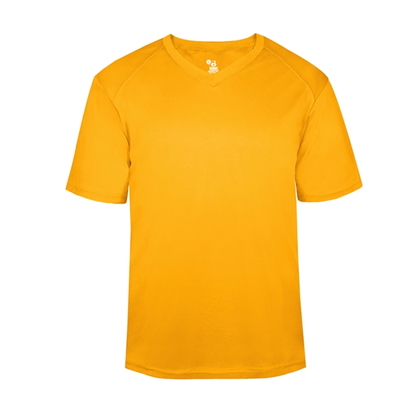 V-neck youth tee with Badger sport paneled shoulder for maximum movement,... from ASI 37461 Augusta Sportswear