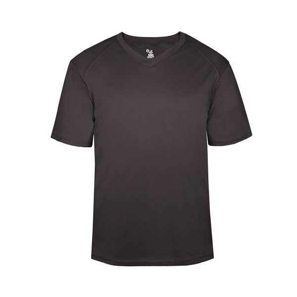 V-neck youth tee with Badger sport paneled shoulder for maximum movement,... from ASI 37461 Augusta Sportswear