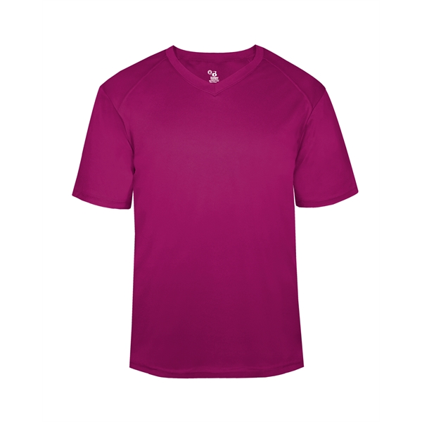 V-neck youth tee with Badger sport paneled shoulder for maximum movement,... from ASI 37461 Augusta Sportswear