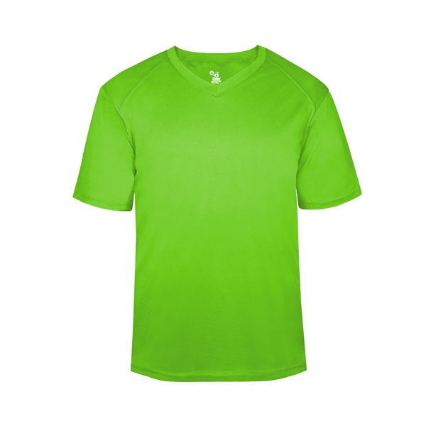 V-neck youth tee with Badger sport paneled shoulder for maximum movement,... from ASI 37461 Augusta Sportswear