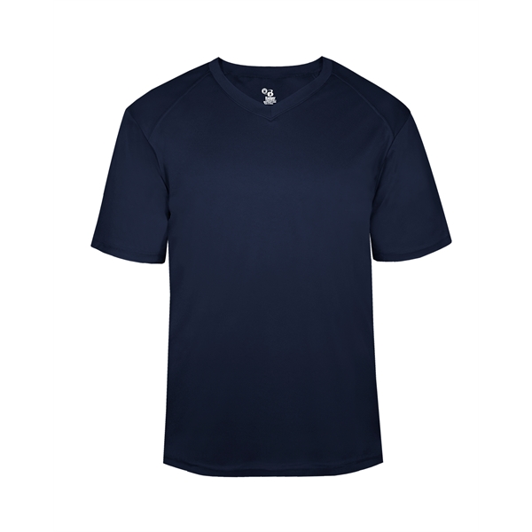 V-neck youth tee with Badger sport paneled shoulder for maximum movement,... from ASI 37461 Augusta Sportswear