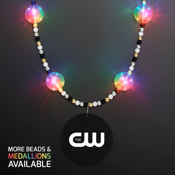 Multicolor Light Beads Necklace with Medallion; Imprint Pricing... from ASI 34194 ALightPromos