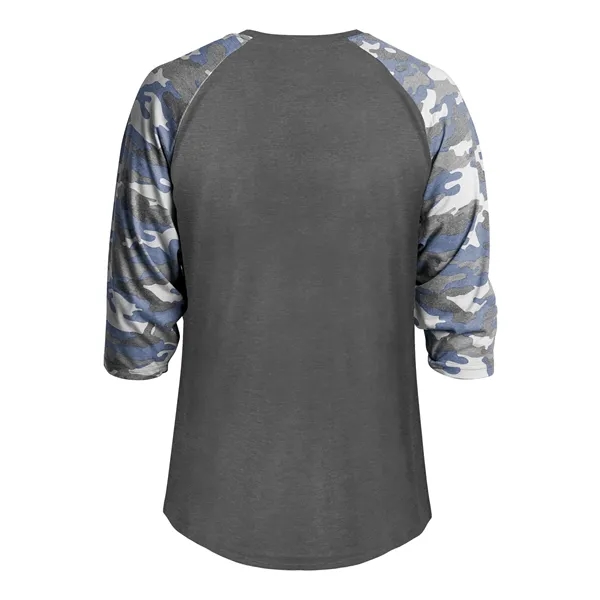 The Vintage Camo Tri-Blend Baseball Tee is made from a performance... from ASI 37461 Augusta Sportswear