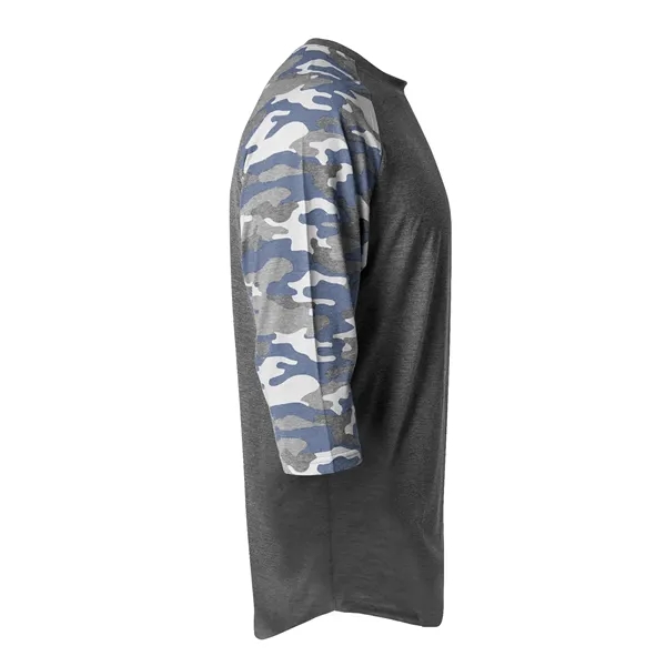 The Vintage Camo Tri-Blend Baseball Tee is made from a performance... from ASI 37461 Augusta Sportswear