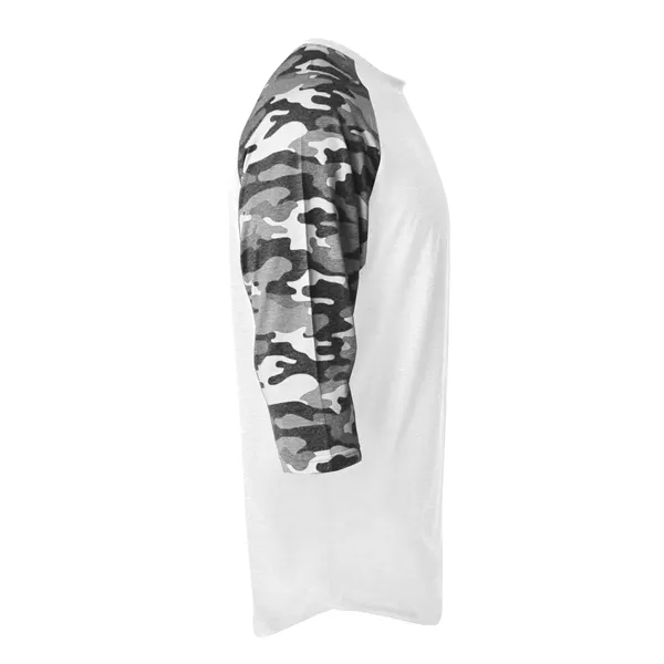 The Vintage Camo Tri-Blend Baseball Tee is made from a performance... from ASI 37461 Augusta Sportswear