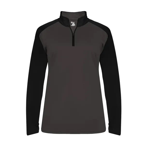 Women's 1/4 zip with paneled shoulder for maximum movement, superior interlock... from ASI 37461 Augusta Sportswear