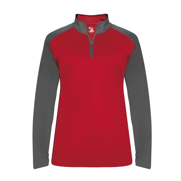 Women's 1/4 zip with paneled shoulder for maximum movement, superior interlock... from ASI 37461 Augusta Sportswear