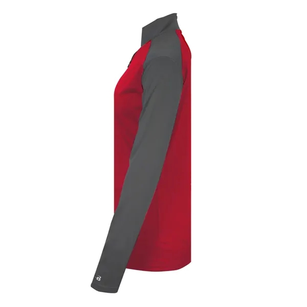 Women's 1/4 zip with paneled shoulder for maximum movement, superior interlock... from ASI 37461 Augusta Sportswear