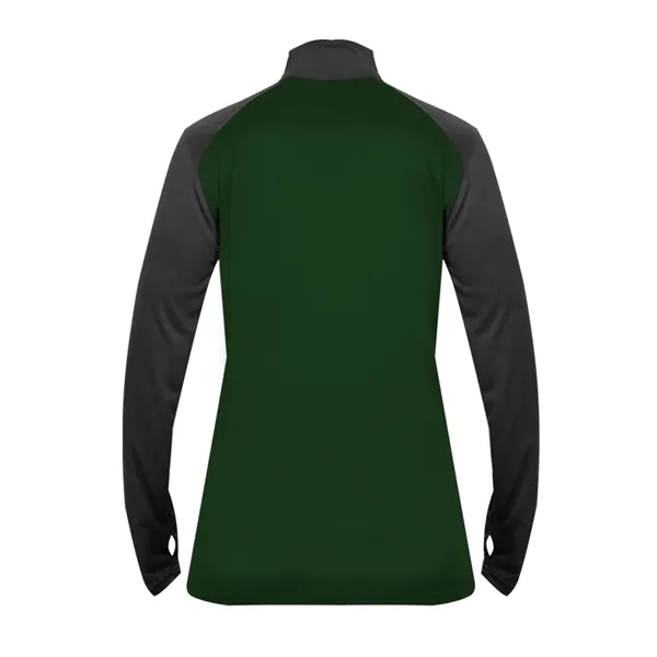 Women's 1/4 zip with paneled shoulder for maximum movement, superior interlock... from ASI 37461 Augusta Sportswear