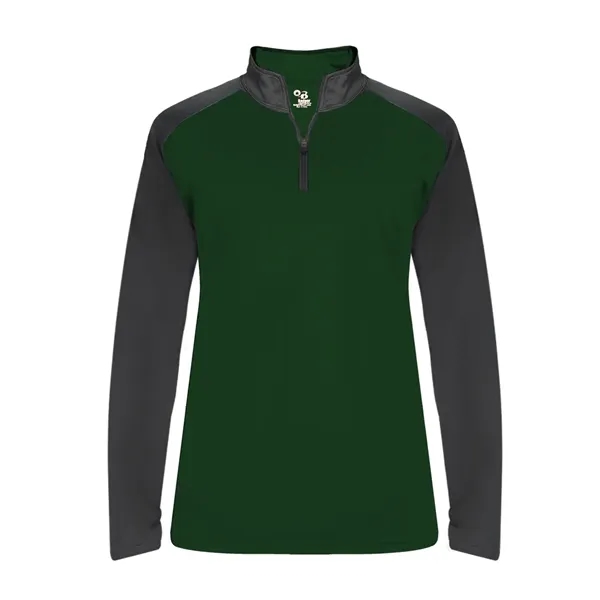 Women's 1/4 zip with paneled shoulder for maximum movement, superior interlock... from ASI 37461 Augusta Sportswear