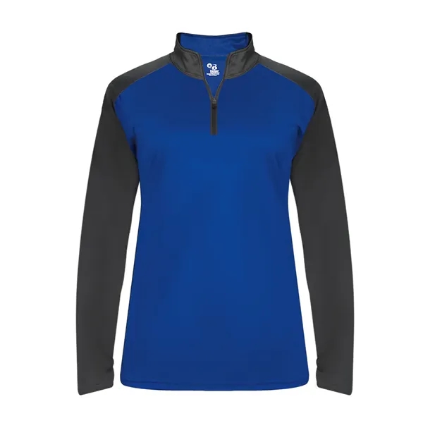 Women's 1/4 zip with paneled shoulder for maximum movement, superior interlock... from ASI 37461 Augusta Sportswear
