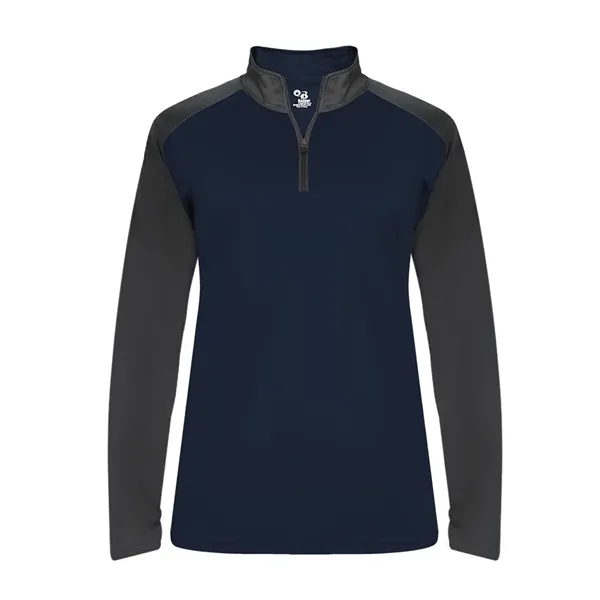 Women's 1/4 zip with paneled shoulder for maximum movement, superior interlock... from ASI 37461 Augusta Sportswear