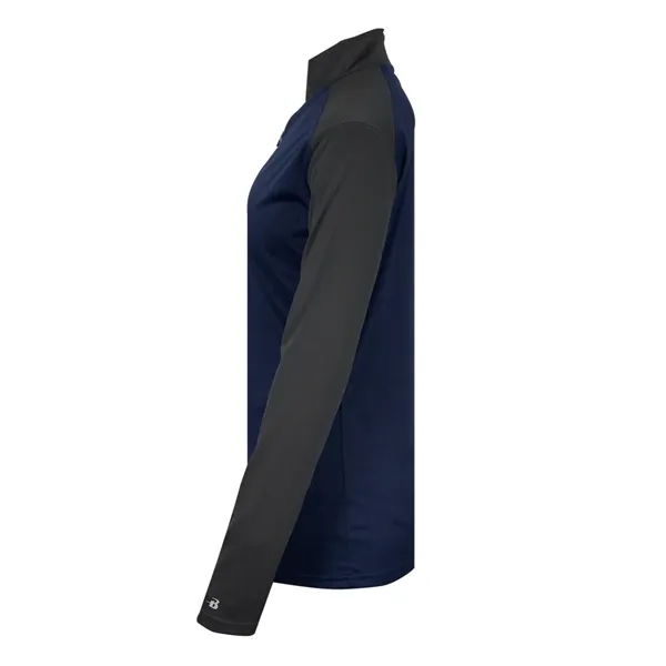 Women's 1/4 zip with paneled shoulder for maximum movement, superior interlock... from ASI 37461 Augusta Sportswear