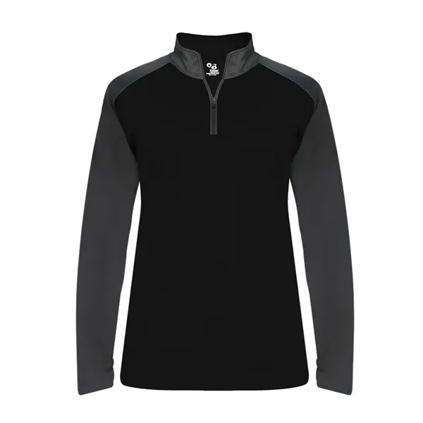 Women's 1/4 zip with paneled shoulder for maximum movement, superior interlock... from ASI 37461 Augusta Sportswear