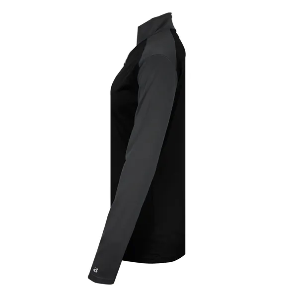 Women's 1/4 zip with paneled shoulder for maximum movement, superior interlock... from ASI 37461 Augusta Sportswear