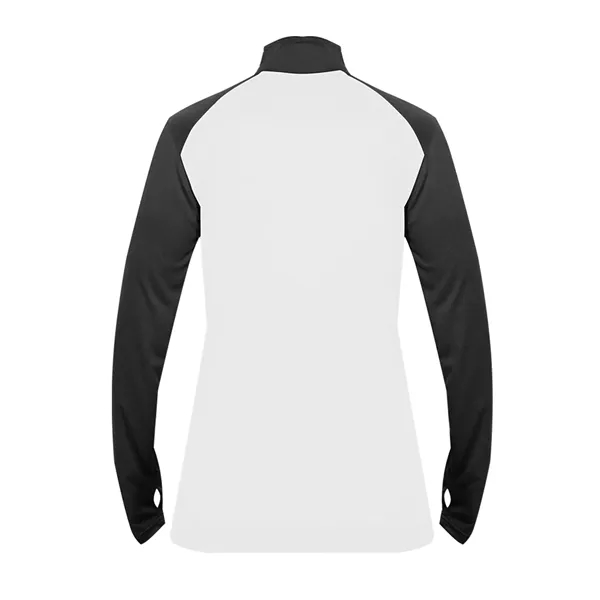 Women's 1/4 zip with paneled shoulder for maximum movement, superior interlock... from ASI 37461 Augusta Sportswear