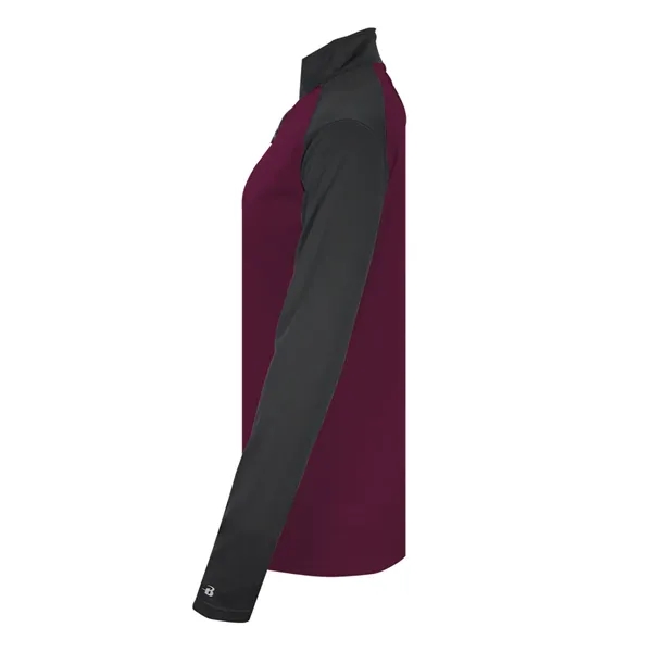 Women's 1/4 zip with paneled shoulder for maximum movement, superior interlock... from ASI 37461 Augusta Sportswear