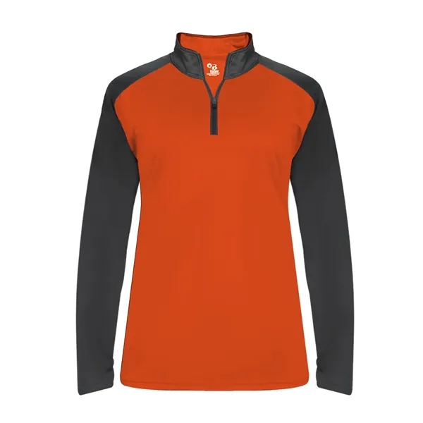 Women's 1/4 zip with paneled shoulder for maximum movement, superior interlock... from ASI 37461 Augusta Sportswear