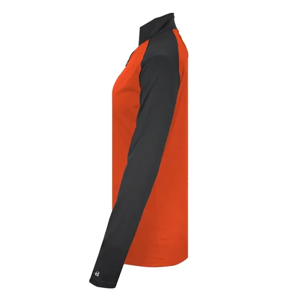 Women's 1/4 zip with paneled shoulder for maximum movement, superior interlock... from ASI 37461 Augusta Sportswear