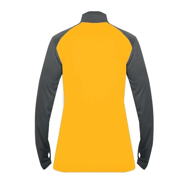 Women's 1/4 zip with paneled shoulder for maximum movement, superior interlock... from ASI 37461 Augusta Sportswear